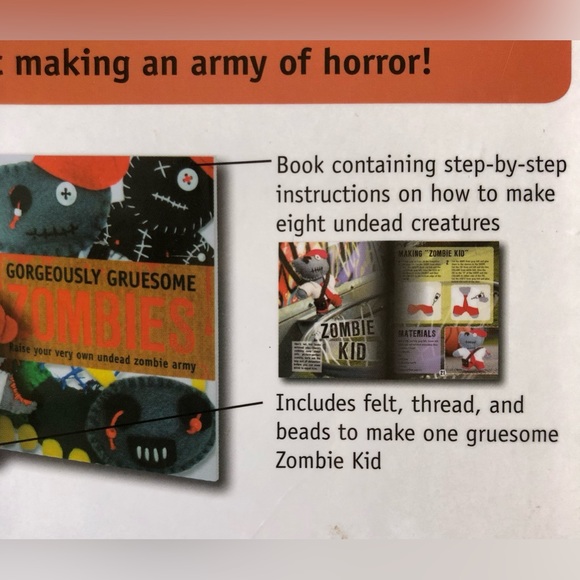 Sew Mini Treats / Felt Food Craft Kit by Klutz & Gorgeously Gruesome Zombies Kit - Picture 4 of 10